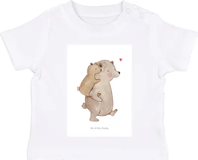 Produktbild von Mr. & Mrs. Panda Organic Baby Shirt Papa Bär 12. - 18. Monat - Weiß - Geschenk, Vatertag, Vater,  T-Shirt, Kinder Oberteil, Muttertag, Babyshirt