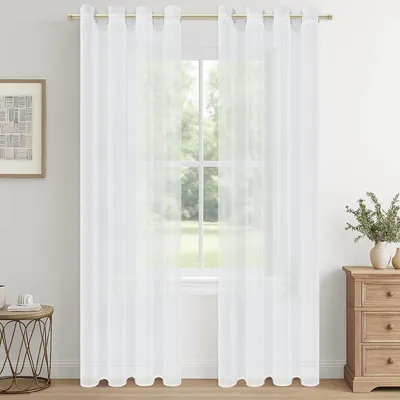 Zdjęcie produktu dla Przezroczyste zasłony 200 x 140 cm, zestaw 2 sztuk, białe, do sypialni