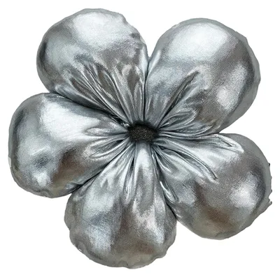 Produktbild von Haargummi mit fünfblättriger Blume, weiches Gummiband, glänzende Oberfläche, Haargummi für Duttfrisur, Haaraccessoires für Haarknoten