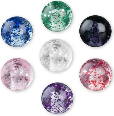 Produktbild von viva-adorno 7er Set 1,6x5mm Piercing Schraubkugel Ersatzkugel Kunststoff Kunststoff Transparent Glitter Glitzer Innengewinde Z338