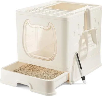 Produktbild von Famanu Katzentoilette mit Deckel für kleine und mittelgroße Katzen - platzsparend und hygienisch
