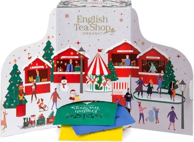 Produktbild von ETS - Tee Adventskalender "Weihnachtsmarkt" weiß, 24 verschiedene BIO Tees