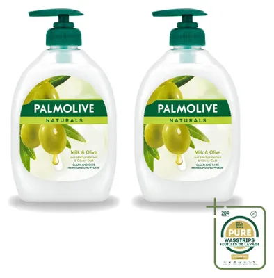 Image de 2 flacons de savon pour les mains Palmolive Naturals, lait et olive, 500 ml chacun, lot de 2