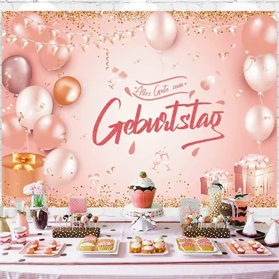 Immagine prodotto di Natooz Sfondo di compleanno rosa oro 210x150cm Striscione di compleanno