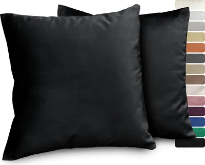 Produktbild von Samt Kissenhüllen 2er Set, Premium Kissenbezug, Sofa- und Dekokissen, Größe und Farbe wählbar,Schwarz,50x50cm