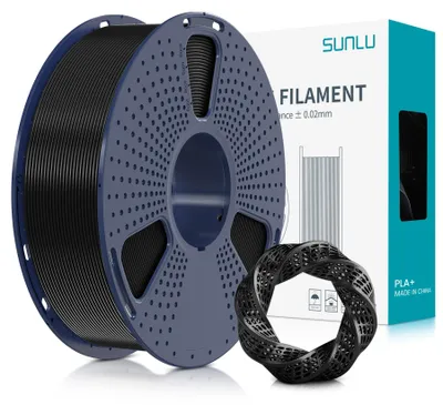 Produktbild von SUNLU PLA+ Filament 1.75mm, PLA Plus 3D Drucker Filament Schwarz, 1KG Spule