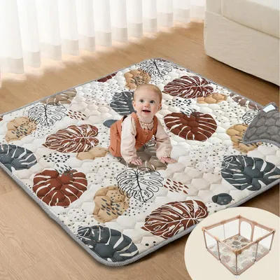 Produktbild von Baby Spielmatte 127x127 cm, faltbar, dick, antirutsch, Baumwolle und Polyester, für Kinder