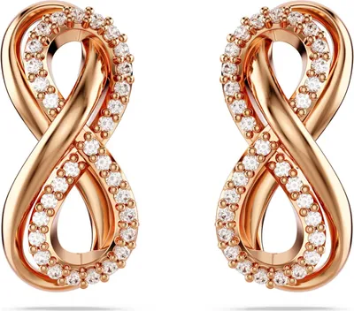 Zdjęcie produktu dla SWAROVSKI damskie kolczyki nieskończoność białe różowe złoto stop HYPERBOLA 5684085