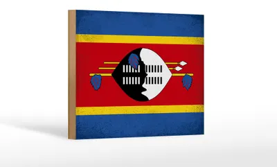 Produktbild von Holzschild Flagge Swasiland 18x12 cm Flag Eswatini Vintage Dekoration