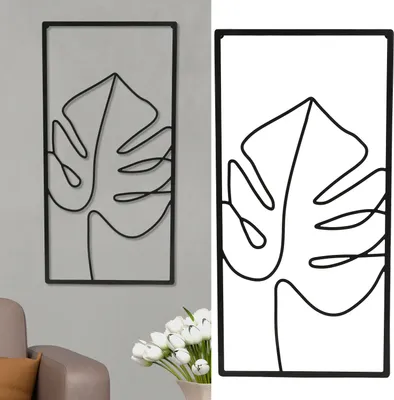 Produktbild von Metallbild "Ahornblatt" Skulptur 3D Wandbild Rahmen Eisen 30x60cm schwarz Ahornblatt