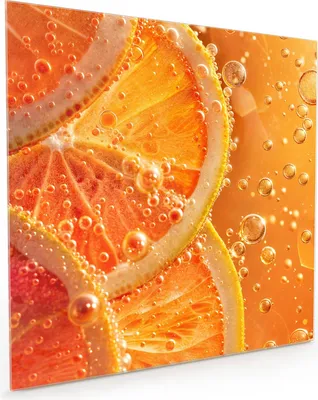 Produktbild von Küchenrückwand Spritzschutz Glas mit Motiv Spritzige Orange 40 x 40 cm
