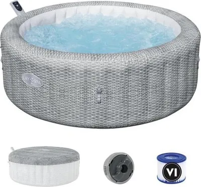 Produktbild von Lay-Z-Spa Bali Aufblasbarer Whirlpool, 196 x 71 cm, 4-6 Personen, 140 Airjets, Inklusive Abdeckung, Kartusche, Diffuseur
