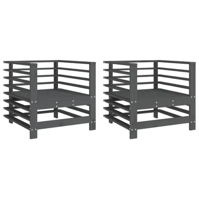 Produktbild von vidaXL Gartenstühle 2 Stk. Grau Massivholz Kiefer