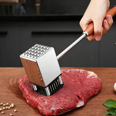 Produktbild von Fleischzartmacher Edelstahl - 2-in-1 Handheld Fleischzartmacher - Küchengerät - Zartmachen - Bequemer Griff - Ultrascharfe Nadelklingen - Fleischzartmacher