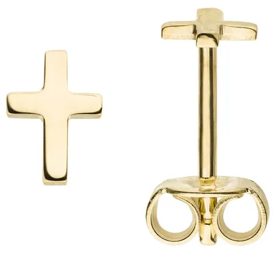Produktbild von Ohrstecker Kreuze 6,5x4,5mm aus 375 Gold Gelbgold Ohrringe Ohrschmuck schlicht