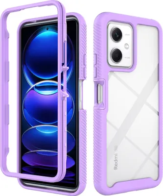 Produktbild von Xiaomi Poco X5 Hülle, Hybrid Transparente Rückseite TPU Bumper Stoßfest Schutzhülle für Xiaomi Poco X5 Lila
