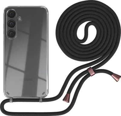 Produktbild von EAZY CASE Handykette kompatibel mit Samsung Galaxy S24 Plus, Handyhülle mit Umhängeband, Handykordel, Schutzhülle Clear, Band in Schwarz