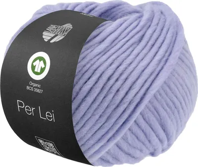 A ball of purple yarn with a black label.