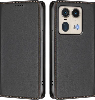 Produktbild von Handyhülle für Motorola Edge 50 Ultra, Kunstleder Klapphülle Stoßfeste Magnetische Hülle mit Ständer Schwarz