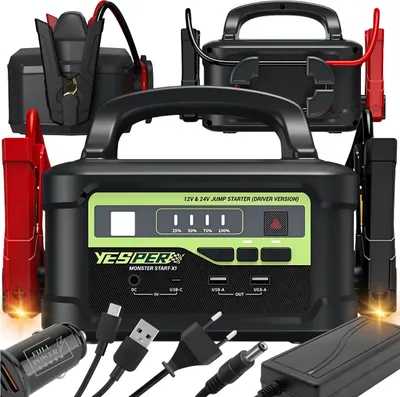 Produktbild von 24V Starthilfe Booster 5000A Leistungsstärkster 12V/24V mit vollem Leistungszubehör