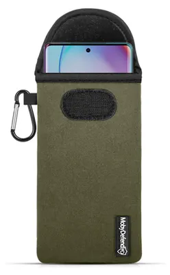 Productafbeelding van MobyDefend Hoesje - Geschikt voor Motorola Edge 40 Pro - Neopreen Pouch Met Karabijnhaak - Insteek - Riemlus - Groen