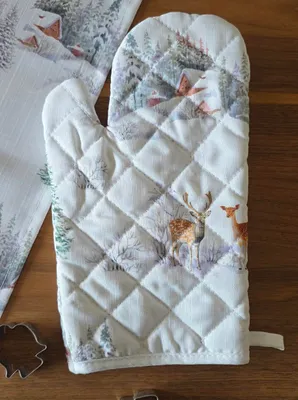 Produktbild von GOLDBACH Ofenhandschuh/Topfhandschuh/Backhandschuh WINTERLAND, weiß/grau, 100% Polyester, ca. 17 x 28 cm, Weihnachten/Advent/Winterzeit
