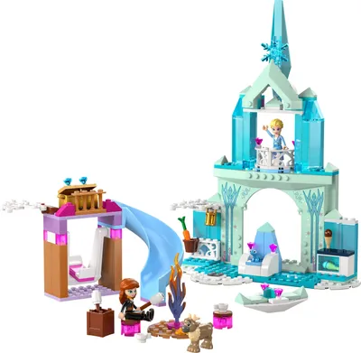Produktbild von LEGO Disney Frozen Elsas Eispalast, Eiskönigin-Schloss-Spielzeug mit Prinzessin Elsa und Anna Puppen, plus 2 Tierfiguren, tolles Geschenk für 4-jährige Mädchen und Jungen 43238