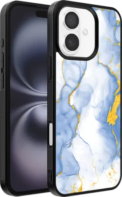 Produktbild von Smartphonica Handyhülle geeignet für iPhone 16 Plus mit Hellblau Gold Marmor Print - TPU Backcover Case Hellblau Gold Marmor Design