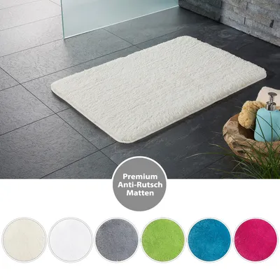 Image de Tapis de bain moelleux à poils longs PANA® • différentes tailles, formes et couleurs, couleur : blanc, taille : rond 90 cm