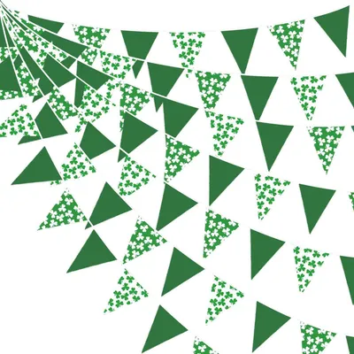 Produktbild von St. Patrick's Day Girlande Kleeblatt Stoff Banner 10m 36 Flaggen Grün Weiß
