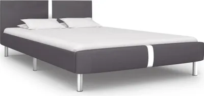 Produktbild von vidaXL Bettgestell Grau Kunstleder 140 x 200 cm - Bettgestell - Bettgestelle - Bettrahmen - Bett