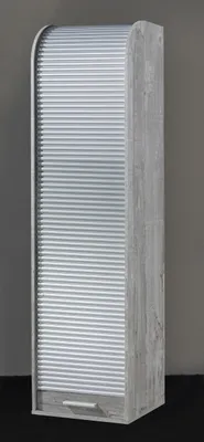 A tall, narrow cabinet with a roll-up door.