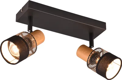 Produktbild von Trio Deckenstrahler 2er Spot Nandini E14 schwarz, Metall, Holz
