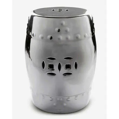 Produktbild von Fine Asianliving Keramik Gartenhocker Porzellan Glasierte Keramik Stool Chinesische Hocker Drum Hocker Garden Stool Für Innen/Draußen  242-406-silver