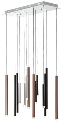 Productafbeelding van BRILLIANT hanglamp, 14 lichtpunten, kleurnuance "cembalo bruin", IP20, 60 Watt, dimbaar, LED geïntegreerd