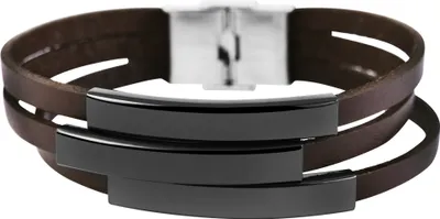 Produktbild von Akzent Echtlederarmband mit Edelstahlelementen