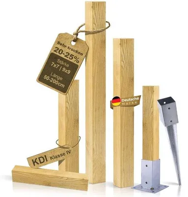 Produktbild von Famanu Hölzerne Hekpalen - KDI Geimpregniertes Grenenholz - 9x9x80 cm - Grün
