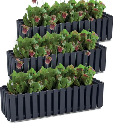 Obrázek produktu pro Sada 3X Balkonový Truhlík Zahradní Květináč Pro Terasu Boardee Plot 58 Cm