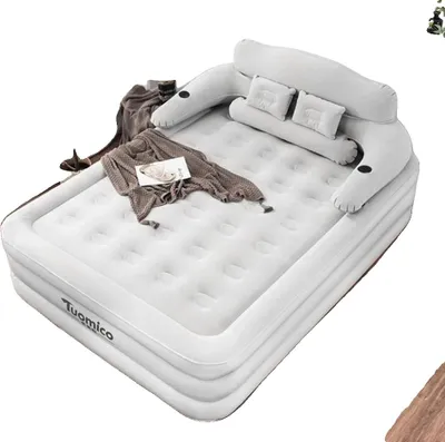 Image de Matelas gonflable, pompe intégrée, design confortable, gris, GRIS CLAIR
