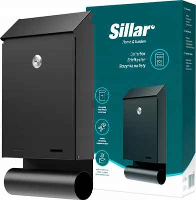 Produktbild von Sillar: Briefkasten A4 mit Zeitungsrolle – Schwarz, Verzinkter Stahl, Wetterfest, Schutzklappe, A4-Format, für Korrekturen