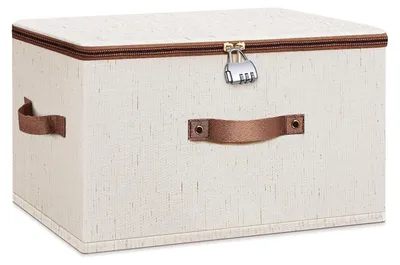 Imagen del producto de Caja de almacenamiento plegable con tapa y cierre, de 40 x 30 x 21 cm