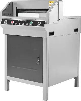 Produktbild von Elektrischer Papierschneider, Hochleistungs-Metallpapierschneidemaschine, 450 mm Schnittbreite, 40 mm Schnittstärke, elektrischer Guillotine-Schneider mit Infrarotfunktion und Ersatzklinge