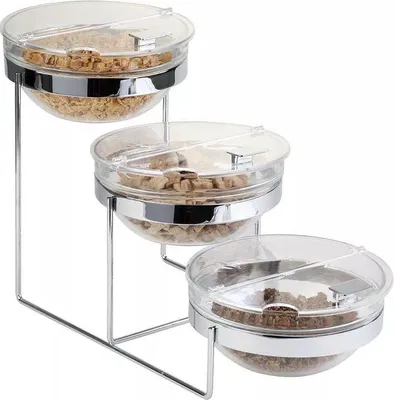 Image de APS Support pour buffet 3 niveaux, 7 pièces, comprenant : 3 saladiers en verre ø