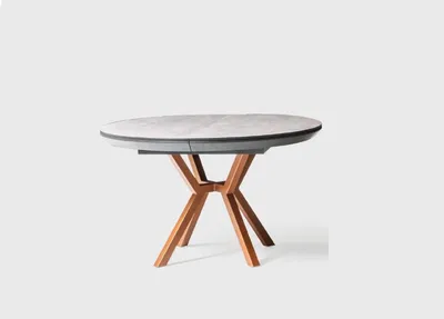 Produktbild von Runder Esstisch Luxus Esszimmertisch Küchentisch Grau Esszimmer Holz