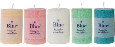 Produktbild von 6 kleine bunte Kerzen im Zylinder, Nordlicht-Design – Blau