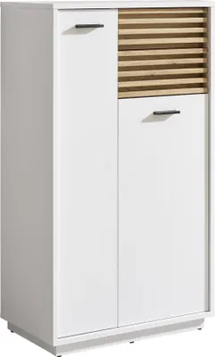 Produktbild von Badkommode >Liguria< in Weiß / Evoke Eiche Nachbildung - 60x106x35cm (BxHxT)