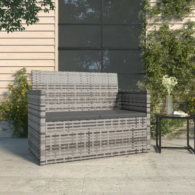 Produktbild von vidaXL Záhradná lavica s vankúšom sivá 105 cm Poly ratan