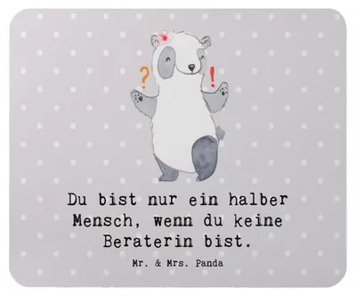 Produktbild von Mr. & Mrs. Panda Mouse Pad Beraterin Herz - Grau Pastell - Geschenk, pc mousepad, Eröffnung, Beruf, IT Beratung, laptop mauspad, Lustig, Spruch