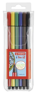 Image de Stylo feutre premium - STABILO Pen 68 - pack de 6 - avec 6 couleurs différentes