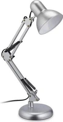 Zdjęcie produktu dla Lampa biurkowa Relaxdays w stylu retro, regulowana lampa z ramieniem przegubowym, oprawka E27, obrotowa, metalowa lampa biurkowa, srebrna